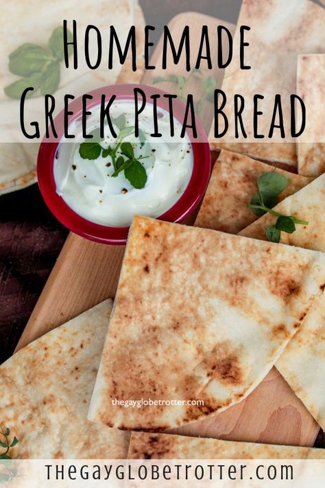 homemade greek pita bread with sour cream