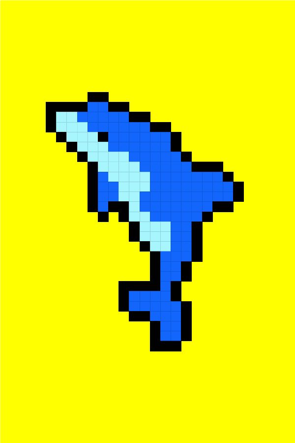 a pixellated image of a blue bird on a yellow background