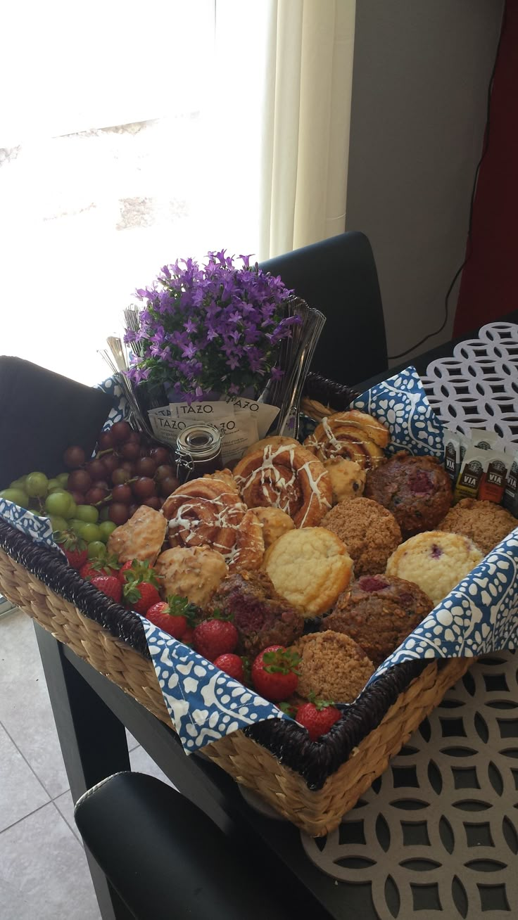 a basket filled with lots of different types of food