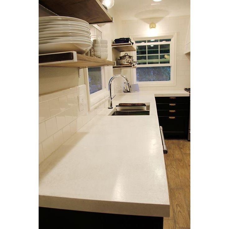 White Concrete Countertop & Furniture Mix - 9,700 PSI - 50lb Bags - Expressions-LTD White Concrete Countertop, Diy White Concrete Countertops, Concrete Counters, White Concrete Countertops, Kitchen Remodel Countertops, Diy Kitchen Countertops, Concrete Countertop, Kitchen Countertop Materials, Diy Concrete Countertops