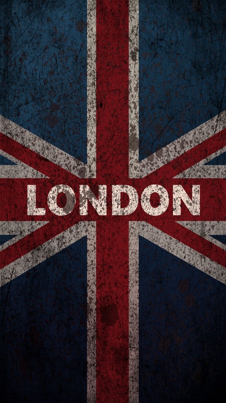 the british flag with the word london written on it in grunge style,