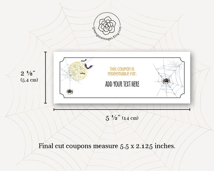 the coupon is decorated with black and yellow spiderwetches on it's side