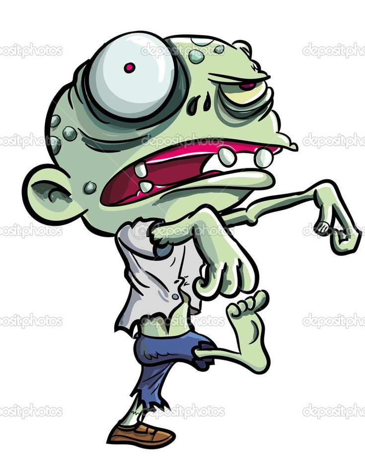 a cartoon zombie pointing at something with its mouth open and tongue out, while wearing a white