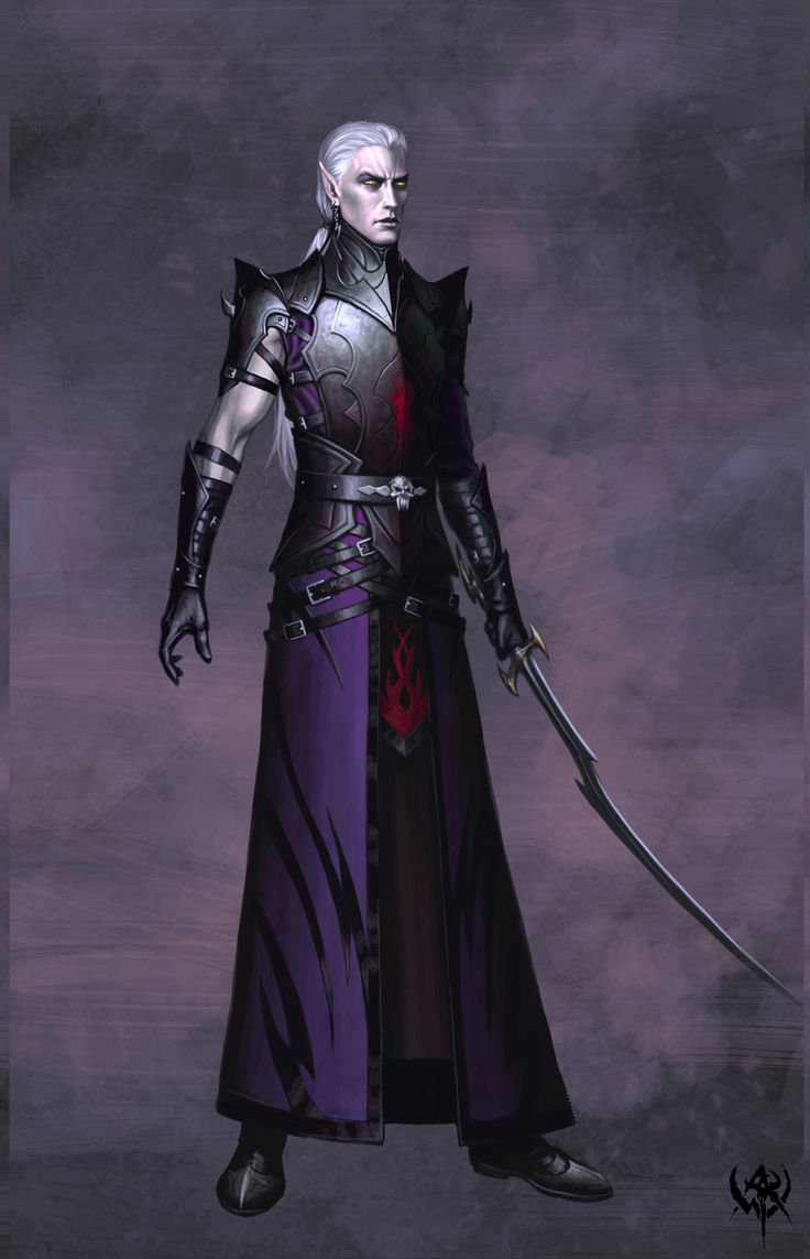 a woman with white hair wearing a purple outfit and holding two swords in her hands