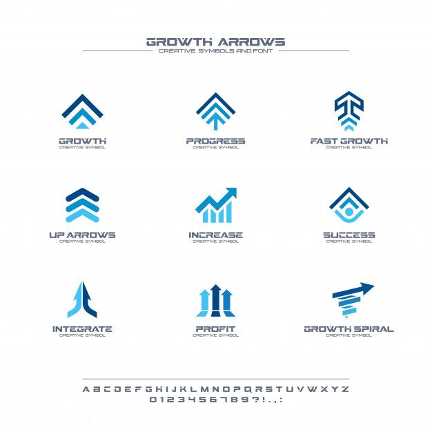 various logos designed for growth arrows