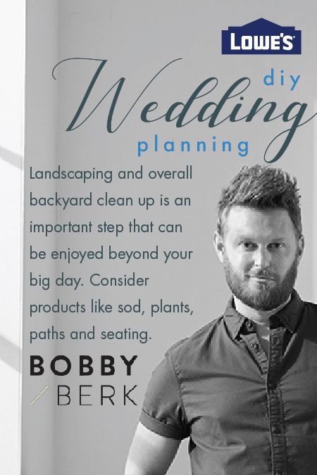 a man is standing in front of a wedding planning sign with his hands on his hips