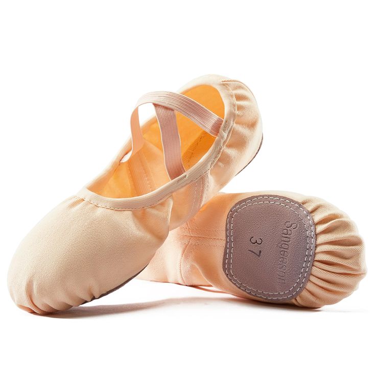 pair of ballet shoes on white background