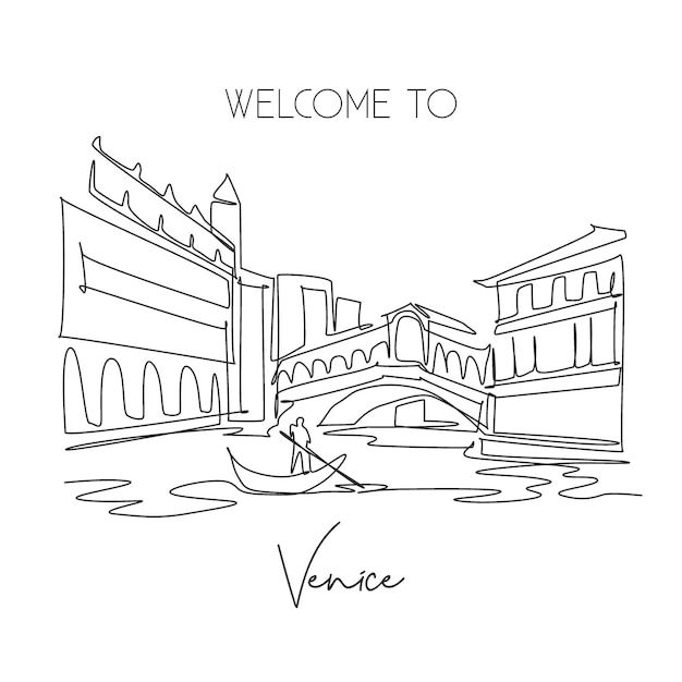 a black and white line drawing of venice, italy with the words welcome to venice