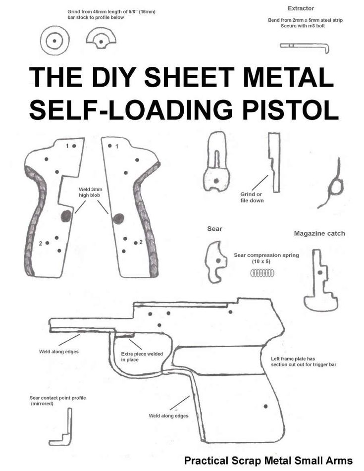 The DIY Sheet Metal Self-Loading Pistol (Practical Scrap Metal Small Arms).pdf | Sheet Metal | Grinding (Abrasive Cutting) Mac 11, 9mm Bullet, Mac 10, Small Arms, Bond Paper, King Cobra, Spring Steel, Scrap Metal, Sheet Metal