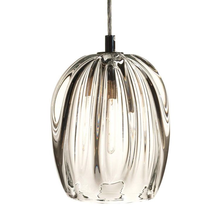 a glass pendant light hanging from a ceiling