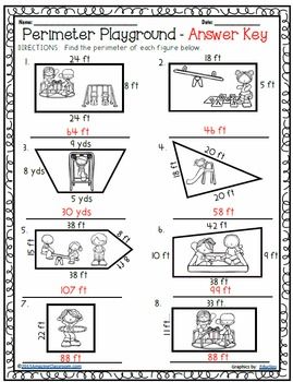 worksheet for the perimeter playground with pictures and words to help students learn how to