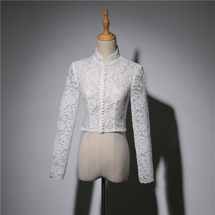 LONG SLEEVE LACE CROP TOP WEDDING LACE CROP TOPS EMPIRE STYLE BUTTON DOWN LACE TOPS BRIDAL BRIDESMAID LACE SHIRT LACE BLOUSE,  Plus Size Retro Style Lace Shirt, Women Floral Lace Outfit,  Slim fitting, Custom Any Size, 2020 wedding new items, don't miss it!     Feature:       - Full soft and comfortable lace fabric  - Graceful design: Long sleeve and button down  - Retro empire style / vintage inspired  - Made to order, Please leave your exact measurements (what inches in bust and arm circumstan Long Sleeve Lace Crop Top, High School Story, Wedding Bolero, Red Plaid Skirt, Wedding Coat, Lace Bolero, Bridal Jacket, Bridal Wrap, Blouse Plus Size