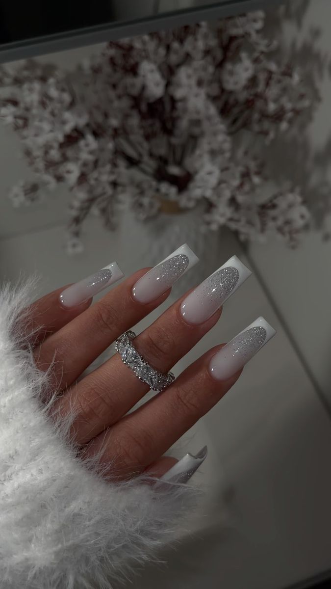 Ombre Nails Glitter, Nailed It, Square Acrylic Nails, Xmas Nails, Fire Nails, Best Acrylic Nails, Square Nails, Long Acrylic Nails, Cute Acrylic Nails