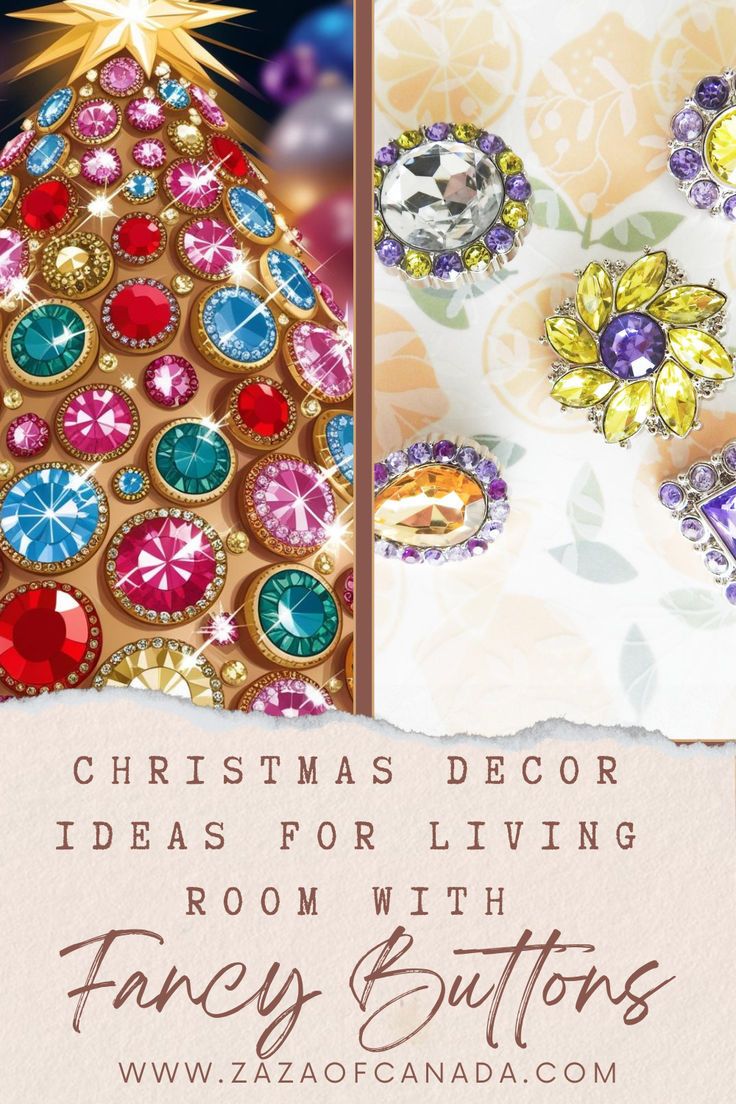 christmas decor ideas for living room with fancy buttons Unique Christmas Tree Decorations, Decor Ideas For Living Room, Button Ornaments, Creative Gift Ideas, Wreath Wall Art, Buttons For Sale, Embellishment Diy, Festive Crafts, Unique Christmas Trees