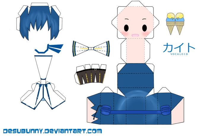 the paper doll is made to look like an anime character