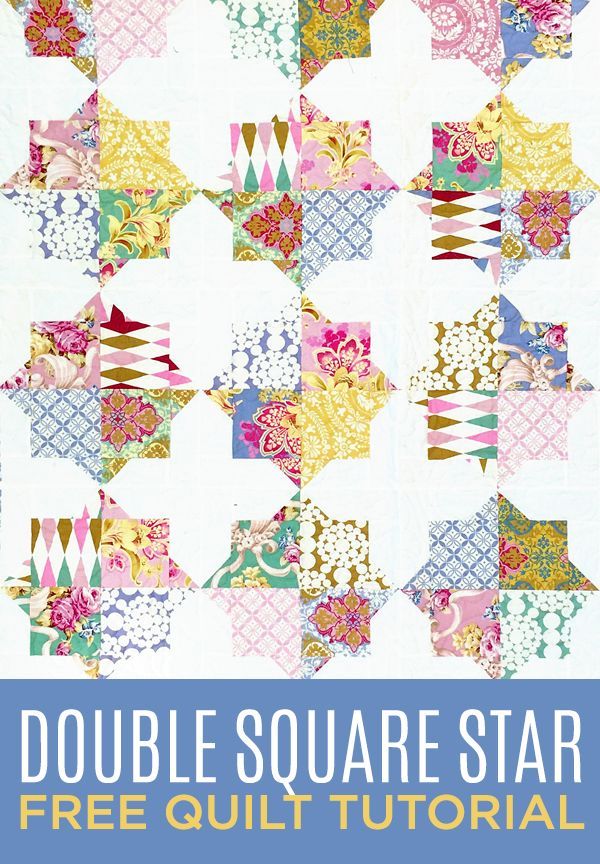 a book cover with the title double square star free quilt pattern