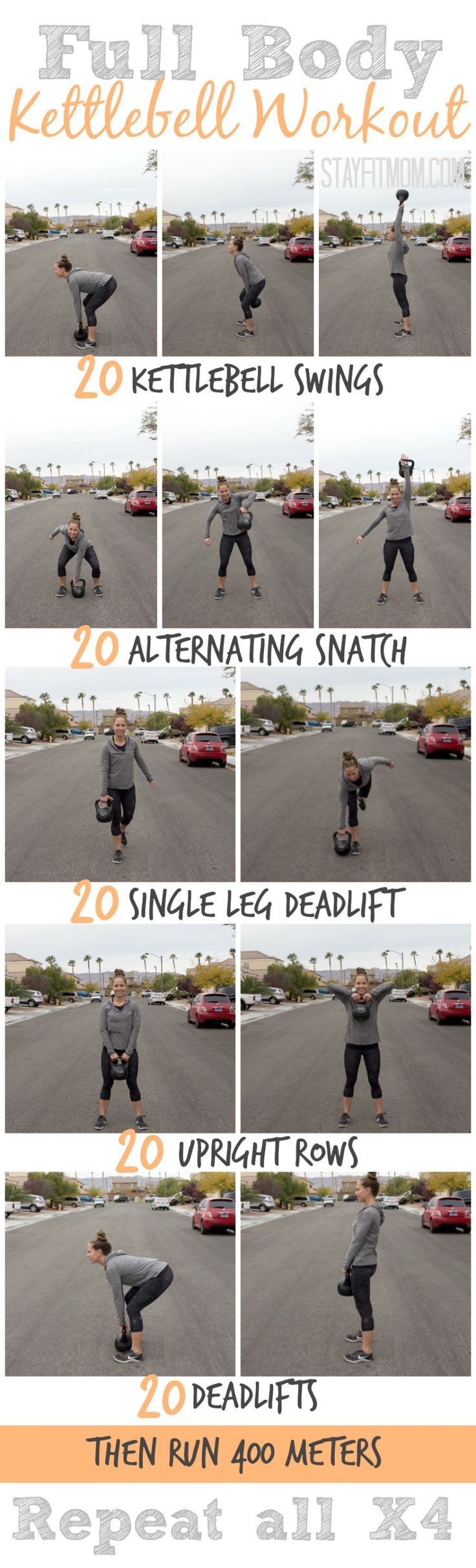 a series of photos showing how to do a skateboard trick in the air with text overlay that reads full body kettlebell workout