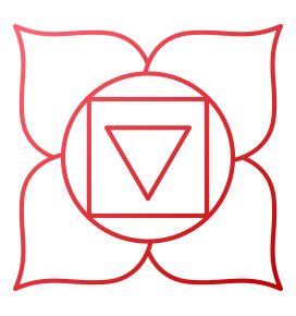 a red line drawing of a flower with the letter v in it's center