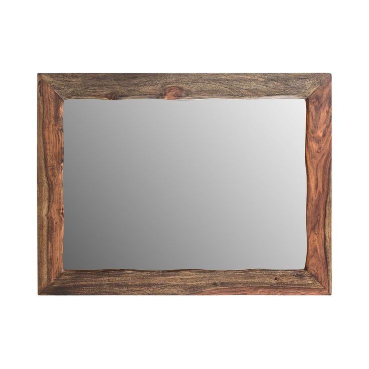 a mirror that is made out of wood and has a wooden frame on the front