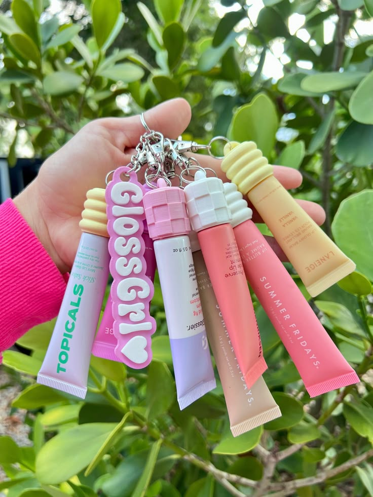 Cheap Pink Rectangular Keychains, Glossier Lip Balm Keychain, Summer Lip Gloss, Keychain Lipgloss, Jack Black Lip Balm, Lipgloss Keychain, Lip Gloss Keychain, Carmex Lip Balm, Lip Balm Keychain