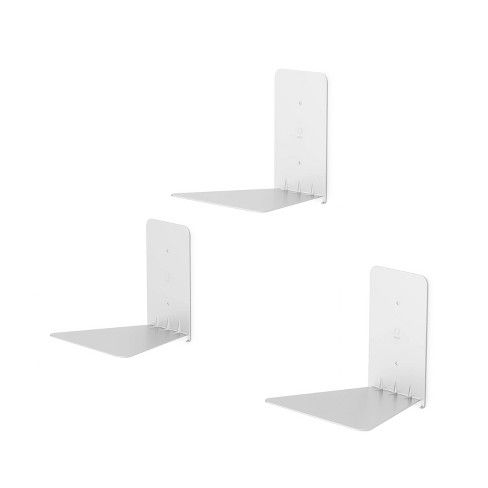 three white shelves are shown in the shape of rectangles on a white background