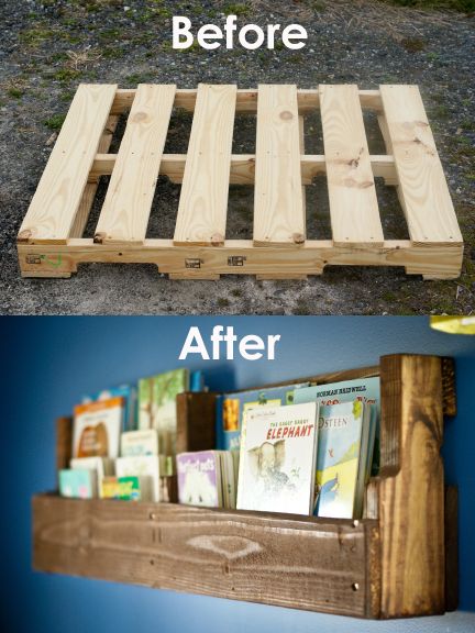 the steps to make a pallet book shelf out of wood and some other things