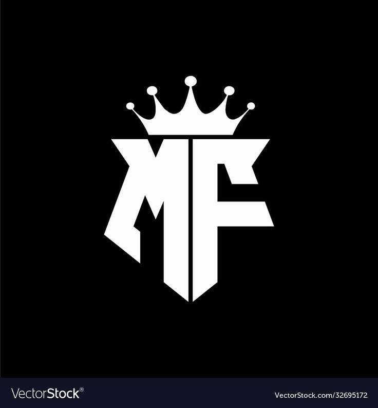 the mf logo with a crown on it's head in black and white