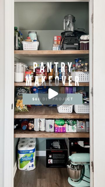 an open pantry with the words pantry makeover on it