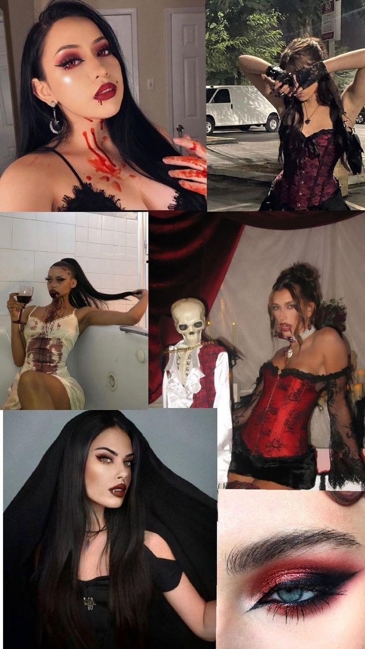 a collage of photos with different women dressed in costumes and make - up,