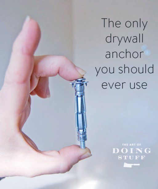 a person holding a small glass object in their hand with the caption'the only drywall anchor you should ever use '