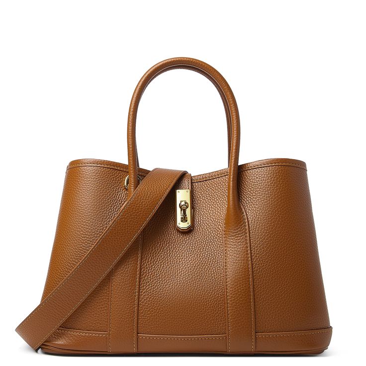 PRICES MAY VARY. MATERIAL:100% full grain pebble cowhide leather, soft cotton lining, gold tone hardware. SIZE: 12L*7.7H*5.5W inch, handle drop: 4.5 inch,weight: about 0.65kg. Structure: simple tote bag, leather belt with metal hook in the opening, one individual pouch bag and one inner zipper pocket,come with one detachable but CAN NOT ADJUSTABLE wide leather strap. Stylish leather tote purse: medium leather tote bag,can be use as for top handle tote, leather shoulder purse or crossbody. Guaran Old Money Purse, Purses 2024, Fall Purses, Simple Tote Bag, Simple Purse, Brown Leather Tote Bag, Simple Tote, Leather Tote Purse, Brahmin Handbags