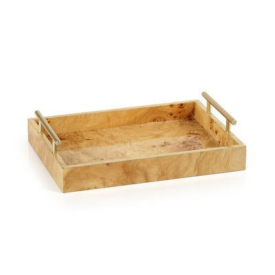 a wooden tray with handles on it