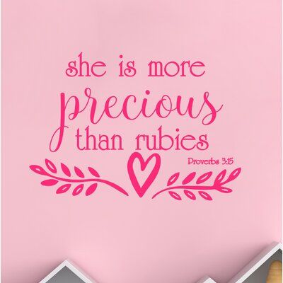 she is more precious than rubies prove bible quote wall decal sticker pink