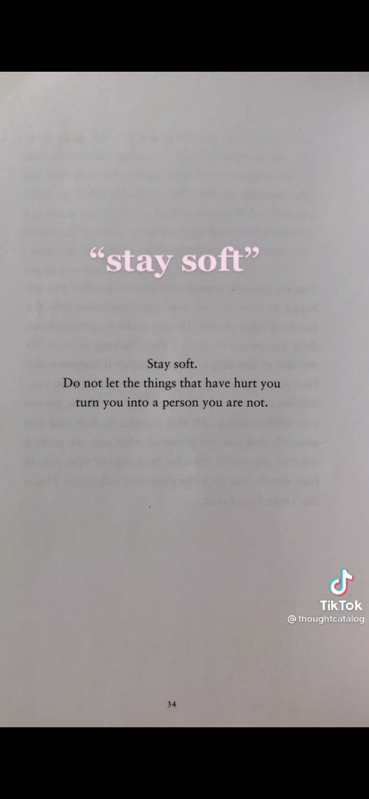 an open book with the words stay soft written in pink and black on it's cover