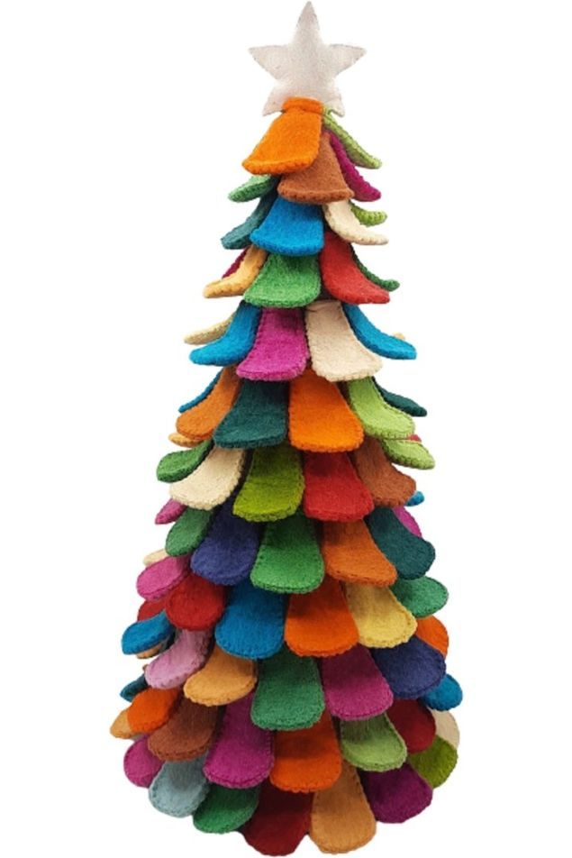 Shop For Multicolor Christmas Tree Handmade Felted Wool 26 at Michelle's aDOORable Creations Felt Christmas Trees Diy, Felt Xmas Tree, Felt Christmas Tree Pattern, Multicolor Christmas Tree, Christmas Tree Festival, Diy Wool Felt, Multicolor Christmas, Christmas Tree Handmade, Diy Felt Christmas Tree