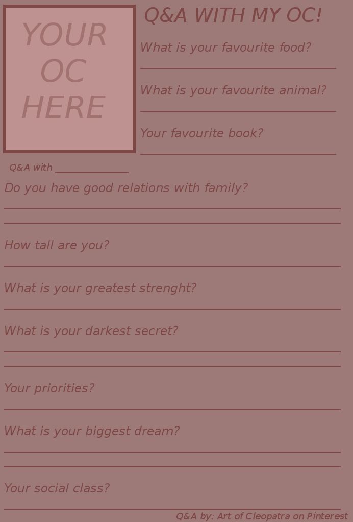 a pink poster with the words q & a with my oc here and what is your favorite animal?