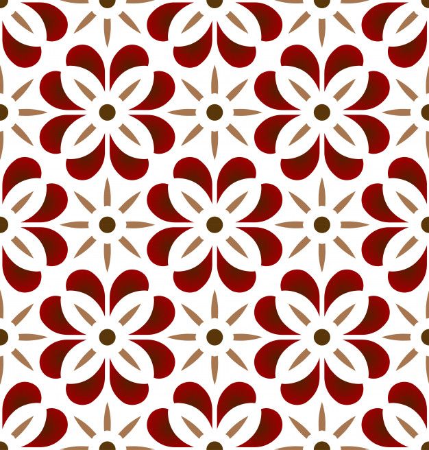 a red and brown flower pattern on a white background