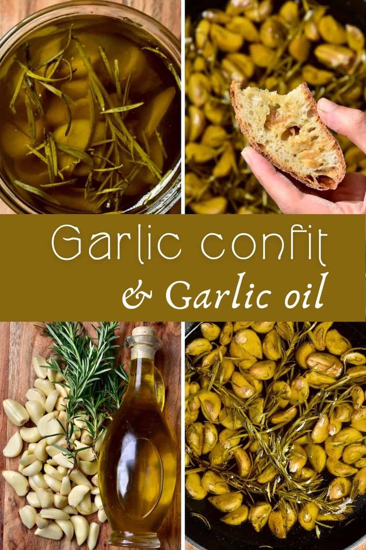 garlic confit and garlic oil collage