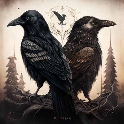 two black crows standing next to each other