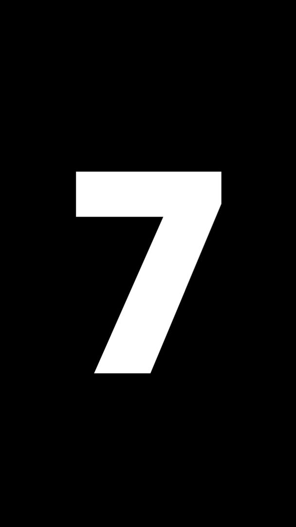 the number seven in white on a black background