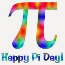 a colorful pi symbol with the words happy pi day on it's bottom corner