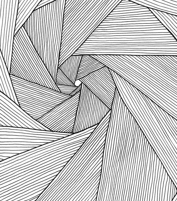 an abstract black and white image with lines in the center, as if it is going through