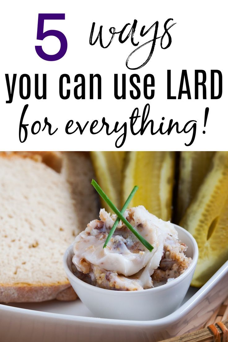 there is a plate with bread and other food items on it that says 5 ways you can use lard for everything