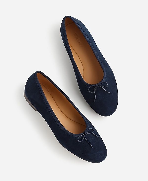 The April Ballet Flat | Madewell Navy Flats, Wardrobe Wishlist, What A Girl Wants, Leather Industry, Suede Ballet Flats, Deep Indigo, 2024 Style, Madewell Shoes, Crazy Shoes