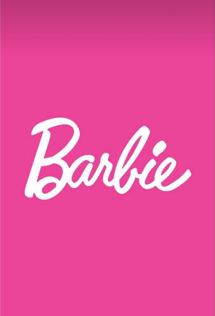 the word barbie written in white on a pink background