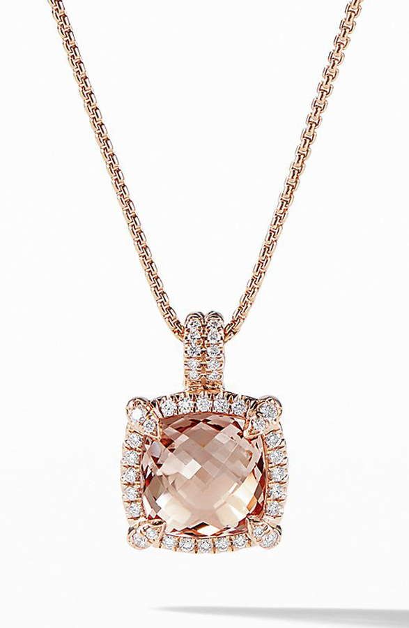 David Yurman Chatelaine Pave Bezel Pendant Necklace with Morganite and Diamonds in 18K Rose Gold Akoya Pearl Earrings, Rose Gold Fashion, Charm Choker Necklace, Rose Gold Morganite, Morganite Diamond, Bezel Pendant, Rose Gold Wedding, Rose Gold Jewelry, Diamond Pendant Necklace