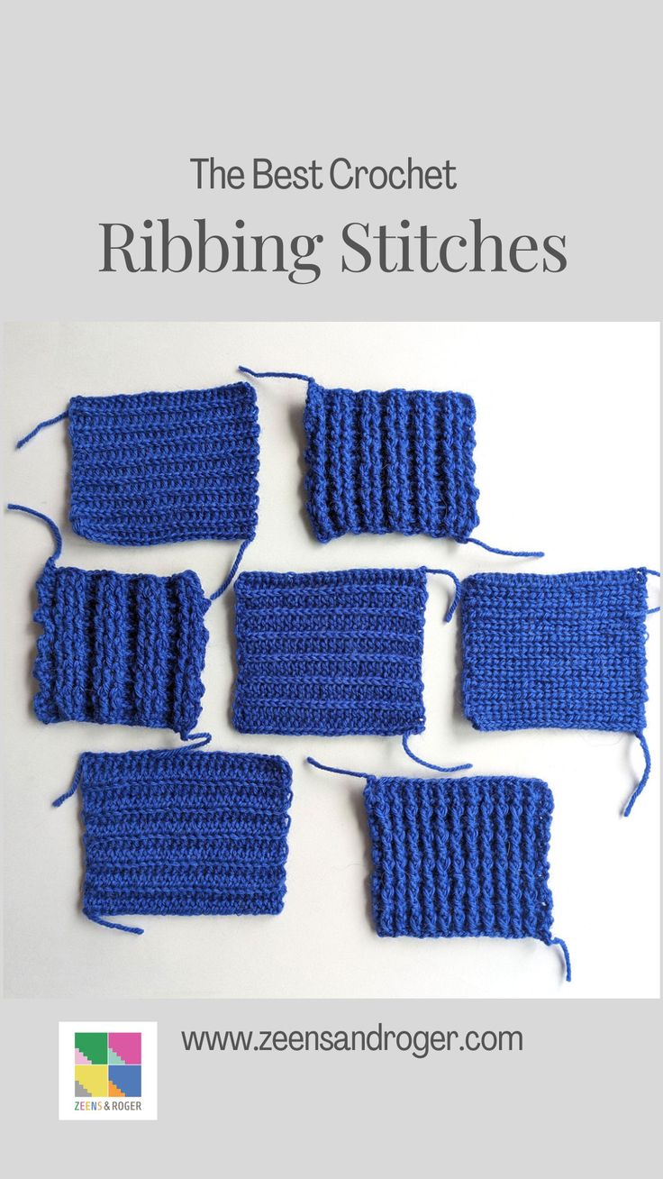 New Crochet rib stitches to learn. which is your fave? Learn new crochet techniques for crochet rib with Zeens and Rogers' video tutorial. Adding Ribbing To Crochet, Crochet Rib Stitches, How To Crochet Ribbed Edging, Ribbing Stitch Crochet, How To Crochet Rib Stitch, Crochet Rib Stitch Tutorials, Ribbed Crochet Border, Ribbed Stitch Crochet, Crochet Ribbing Stitch