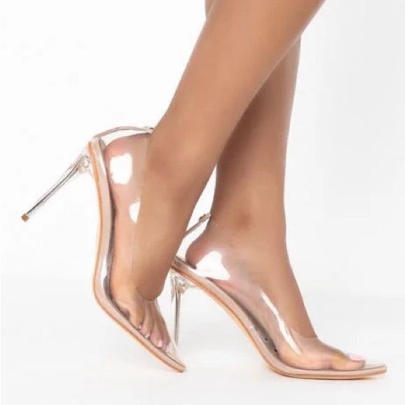 Brand New Never Worn. High Stiletto Heel/4" Heel Height. Summer Clear Heels, Summer Heels With Clear Strap, Clear Fitted Open Toe Heels, Fitted Clear Open Toe Heels, Fitted Clear Heels For Night Out, Fitted Clear Heels For Party, Party Fitted Clear Heels, Stiletto Heel, Shoes Women Heels