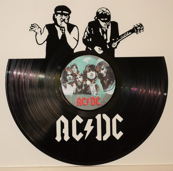 an ac / dc record with two men playing guitars on it, and the words ac / dc above them