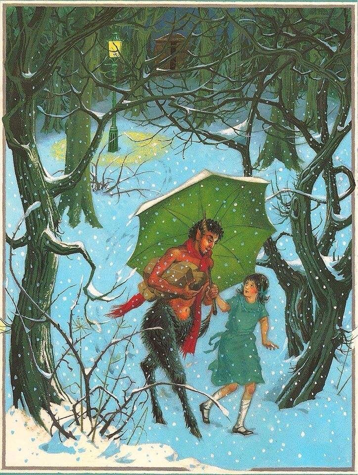 a painting of two people walking in the snow with an umbrella